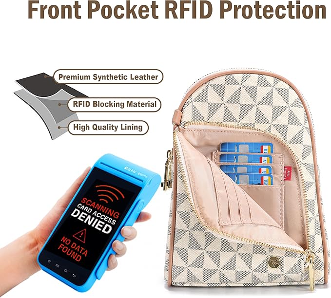 INICAT RFID Blocking Sling Bag, Anti Theft Crossbody Bag for Women Compact Travel Purses Vegan Leather