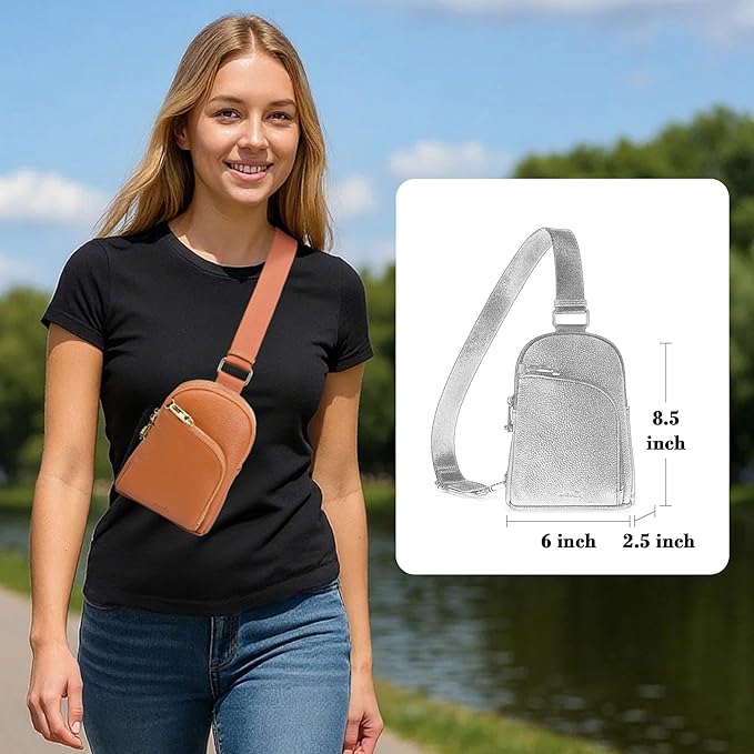 INICAT RFID Blocking Sling Bag, Anti Theft Crossbody Bag for Women Compact Travel Purses Vegan Leather