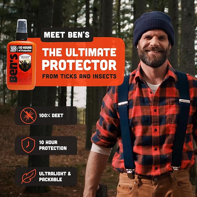 Ben's 100 Tick & Insect Repellent - Alcohol-Free DEET Insect Repellent Pump Spray - Offers 10 Hours of Protection for Adults & Children -3.4 Fl Oz (2 Pack)