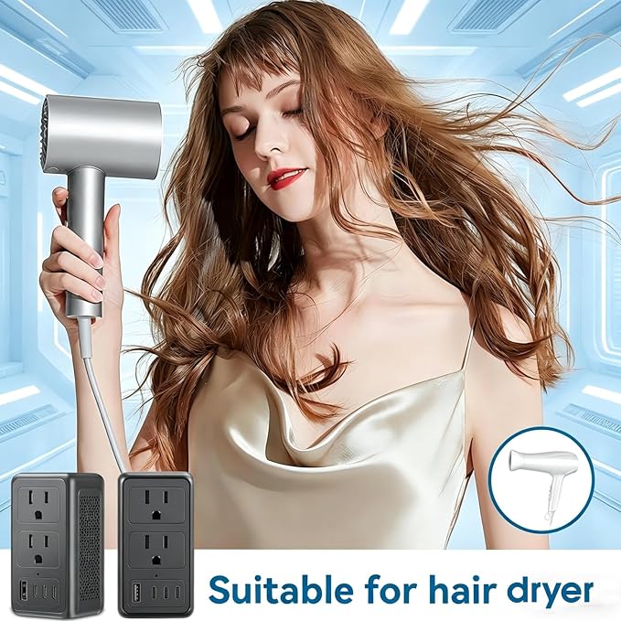 2000W Voltage Converter US to Europe for Hair Dryer, Converter for European Travel, 220V to 110V Power Converter Adapter Combo International Universal Travel Adapter with Type C G A I (Black)