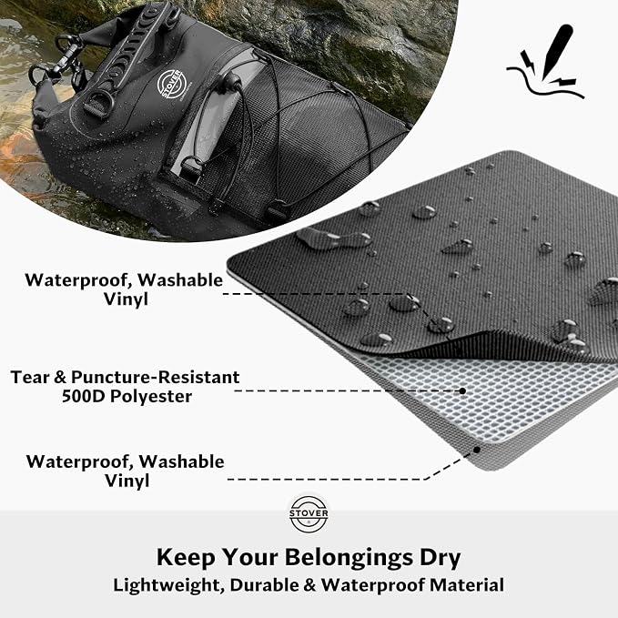 STOVER 5/10/25/30/40/55L Waterproof Dry Bag- Roll-Top Backpack w/Phone Case- Kayaking, Hiking, Camping, Boating- Men/Women