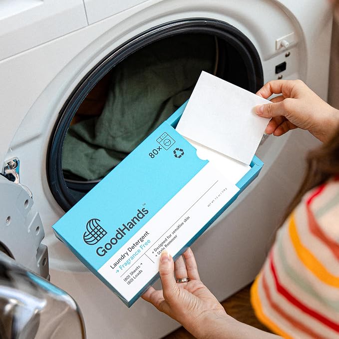 GoodHands Laundry Detergent Sheets – Tough on Stains, Gentle on Skin – Travel Size Laundry Detergent, Unscented, Eco-Friendly & Hypoallergenic – 4 Boxes (320 Loads)