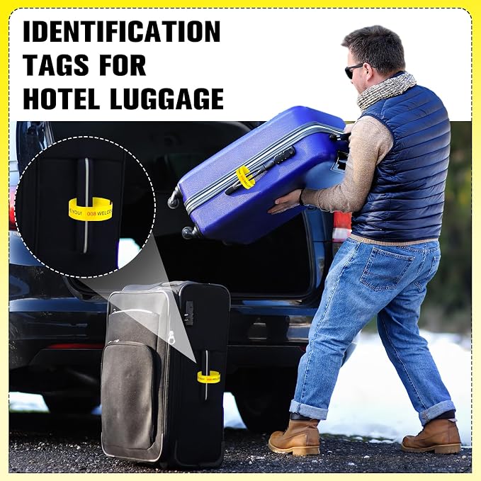 Feifeiya 500 Hotel Luggage ID Tag Paper Baggage Claim Check Tag Numbering from 000 to 499 Baggage Identification Suitcase(Yellow)