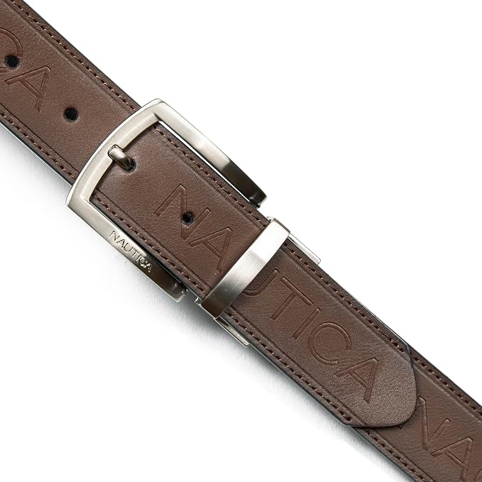 Nautica Men's Reversible Leather Belt | 2-in-1 | Classic | Everyday | Business | Work | Dress | Casual | Metal Buckle