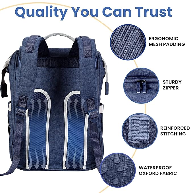 PILLANI Baby Diaper Bag Backpack - Baby Bag for Girls & Boys, Large Waterproof Toddler Diaper Backpack - Baby Shower Gifts & Registry Must Haves - Travel Diaper Bags with Changing Pad - Newborn Stuff