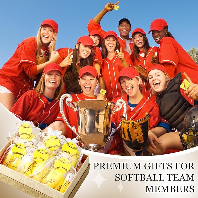 144 Pcs Lip Balm Hand Cream Set Party Favors, Include 36 Lip Balm 36 Moisturizing Hand Cream 36 Bags 36 Cards and Ropes for Accessories Gifts(Yellow,Softball)