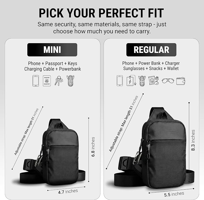 Travel Sling Bag for Men & Women - Small Water Resistant Crossbody Multipocket Chest Bag with Anti-Theft