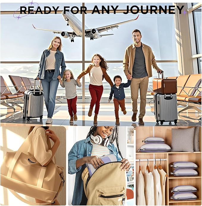 10 Set Compression Packing Cubes for Travel Essentials,Compressible Expandable Packing Cubes for Suitcase,OlarHike Luggage Garment Bags for Travel,Handy Helper for Organizing Clothes(Purple Gray)