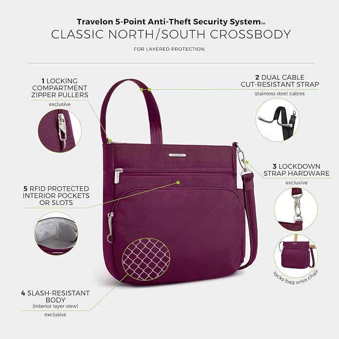 Travelon Anti-Theft Classic North/South Crossbody Bag