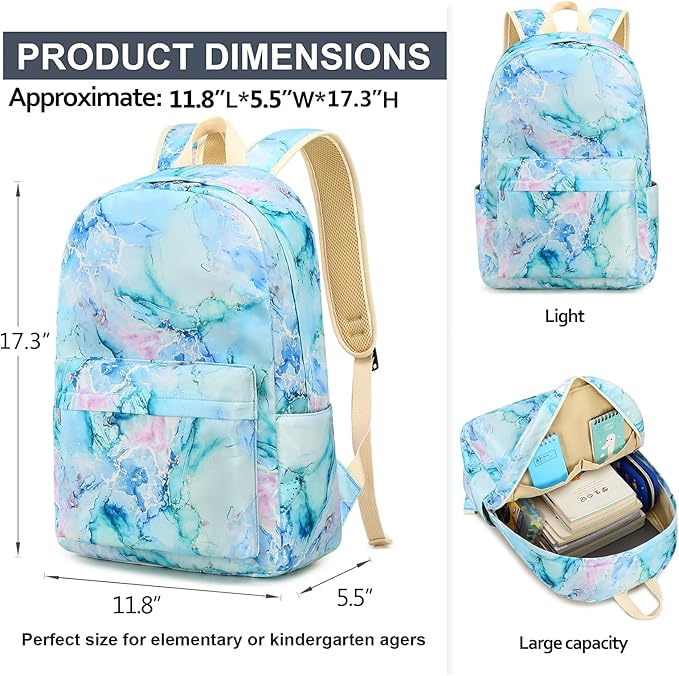 LEDAOU Backpack for Girls School Bag Kids Bookbag Teen Backpack Set Daypack with Lunch Bag and Pencil Case | Kids, Bookbag, Daypack, with Lunch Bag, and Pencil Case