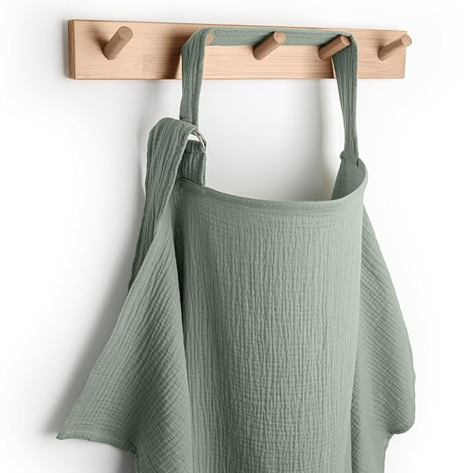 Comfy Cubs Muslin Nursing Cover, Pack of 1, 100% Muslin Breastfeeding Cover - Soft & Breathable Baby Nursing Scarf with Adjustable Neck Strap - Portable, Lightweight & Privacy Coverage - Fern