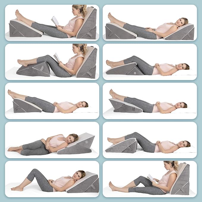 Kolbs Bed Wedge Pillow for Sleep Apnea, FSA Eligible Acid Reflux, and Back Pain Relief, with Chic Jacquard Cover - Headboard Wedges for Sleeping (Adjustable Height Wedge)