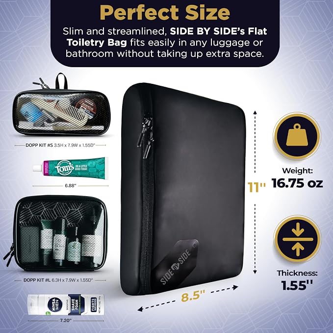 Slim Toiletry Bag for Travel – Flat Hanging Dopp Kit for Men, TSA-Approved Shaving Organizer with Leak-Proof Detachable Pouches, Waterproof & Compact, Gift-Ready