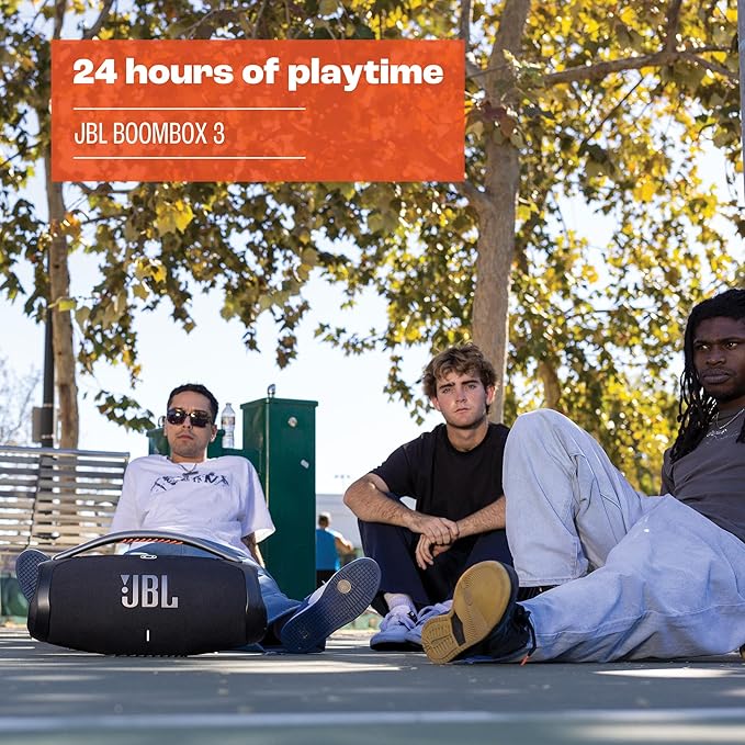 JBL Boombox 3 Black Portable Bluetooth Speaker with Massive Sound, Deepest Bass, IPX7 Waterproof, 24H Playtime, PartyBoost
