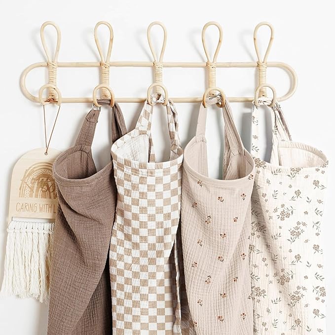 Konssy Muslin Nursing Cover for Baby Breastfeeding, Breathable 100% Cotton Breastfeeding Cover with Rigid Hoop for Mother Nursing Apron, Multi-use Carseat Canopy (Coffee Check)