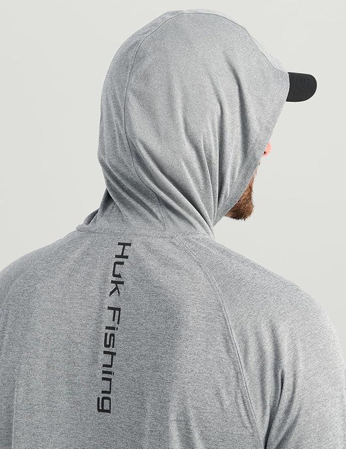 HUK Mens Pursuit Vented Long Sleeve Hoodie, Fishing Shirt with Hood