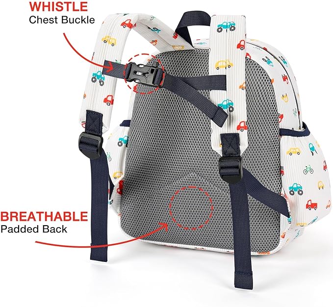 STEAMEDBUN Corduroy Kids Backpack for Boys and Girls 5-8: Boys Backpack for Elementary Kindergarten - 15 inch Cute Backpacks for Kids - Car