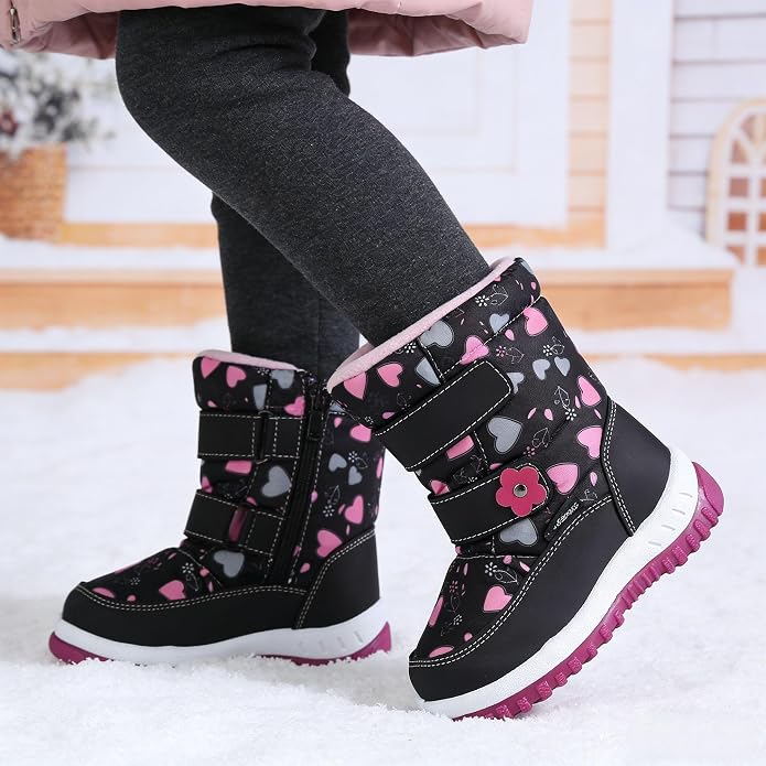 CIOR Winter Snow Boots for Boy and Girl Outdoor Waterproof with Fur Lined(Toddler/Little Kids)