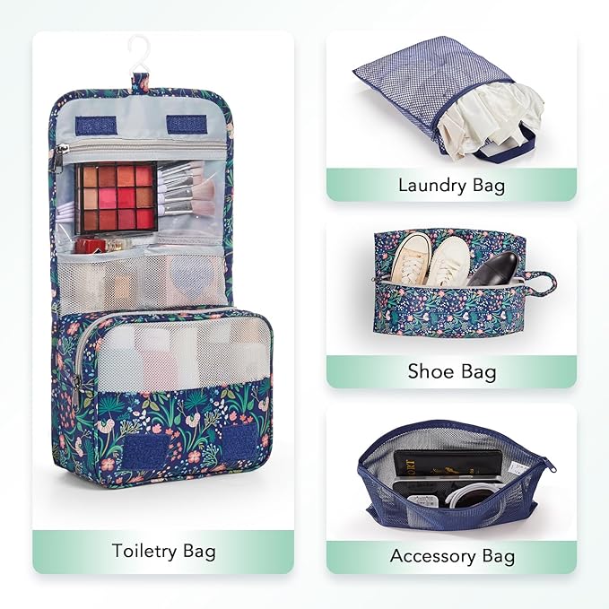 10 Set Compression Packing Cubes for Travel Essentials,Compressible Expandable Packing Cubes for Suitcase,OlarHike Luggage Garment Bags for Travel,Handy Helper for Organizing Clothes(Dark Blue Floral)