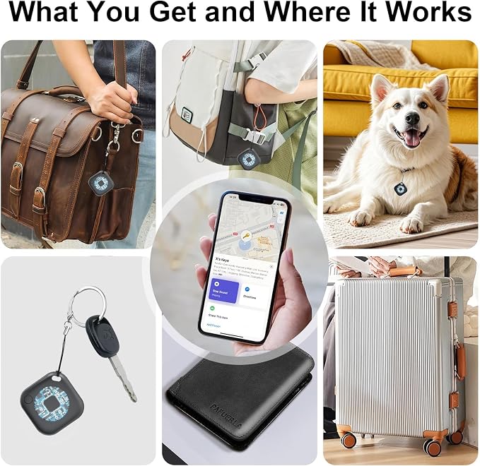 2-Pack Air Tracker Tags Compatible with Apple Find My (iOS Only), Bluetooth Tracker, Smart Keys Finder and Item Locator for Wallet Luggage Backpack (1B1W)