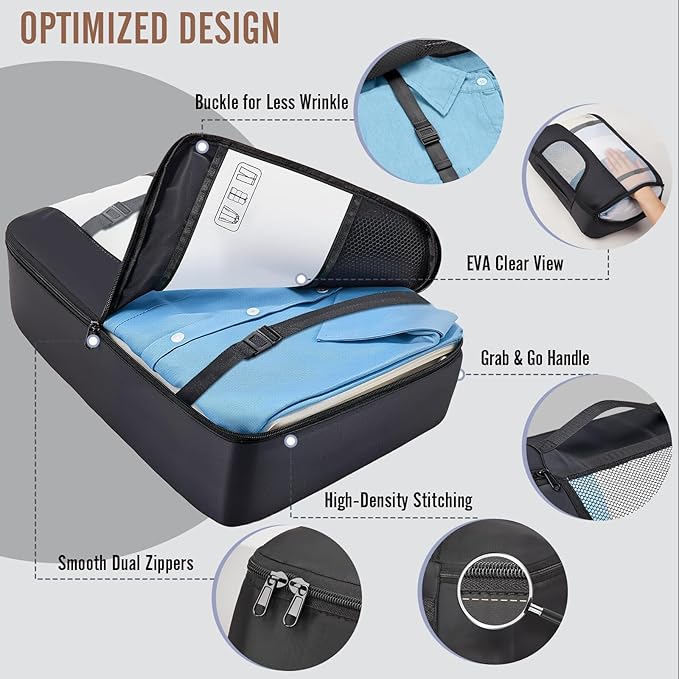 Veken 10 Set Packing Cubes for Travel Essentials, Suitcase Organizer Bags in 4 Sizes, Carry-On Luggage Accessories with Large Laundry Bag & Passport Holder, Must-Have for Airplane, Road Trip & Camping