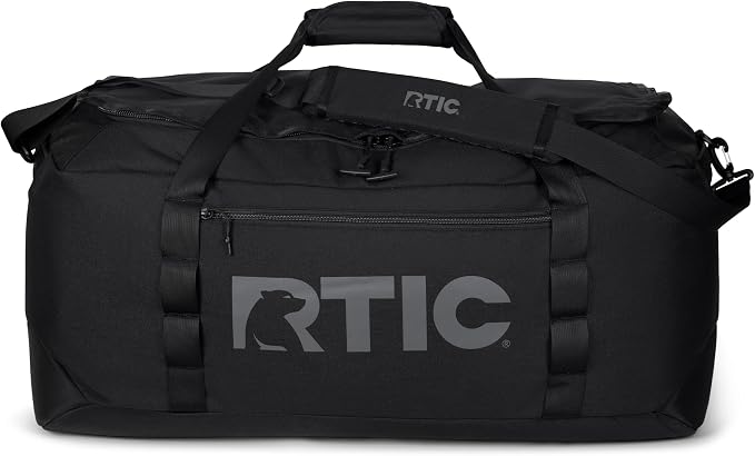 RTIC Road Trip Duffle Bag for Men and Women, Traveling Tote for Camp, Travel, Gym, Weekender, Camping, Overnight, Carry On, Sports, Spacious, Water Resistant, Large, Black