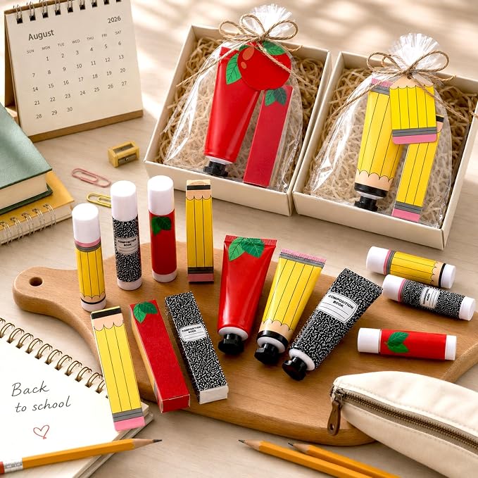 192Pcs 48 Sets Teacher Employee Appreciation Gifts Bulk Include Hand Cream Lotion Lip Balm with Bag Card Bulk Travel Size Thank You Gift for Employee Thank You Graduation Back to School Party Supplies