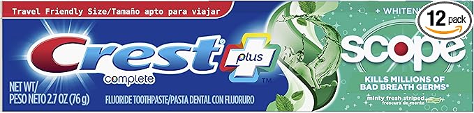 Crest Complete Multi-Benefit Whitening + Scope Minty Fresh Flavor Toothpaste 2.7 Oz (Pack of 12)