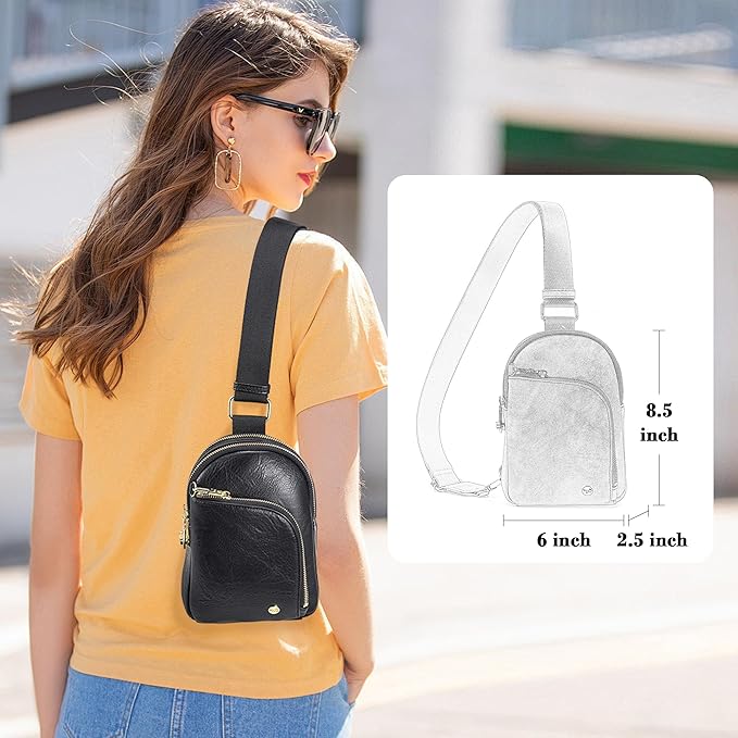 INICAT RFID Blocking Sling Bag, Anti Theft Crossbody Bag for Women Compact Travel Purses Vegan Leather