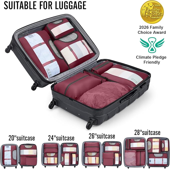Veken 10 Set Packing Cubes for Travel Essentials, Suitcase Organizer Bags in 4 Sizes, Carry-On Luggage Accessories with Large Laundry Bag & Passport Holder, Must-Have for Airplane, Road Trip & Camping