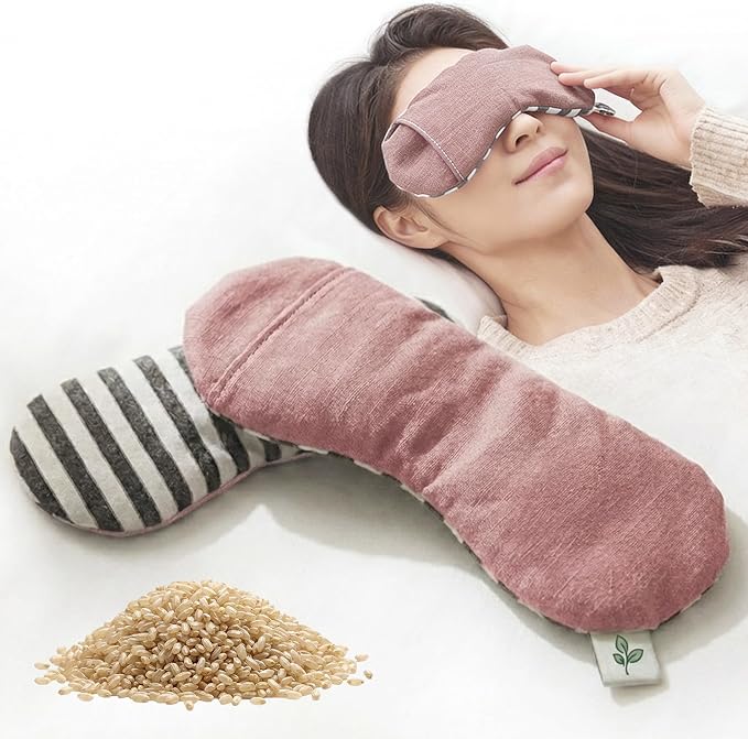 Seoul Heated Eye Mask for Dry Eyes - Microwavable Moist Heat Warm Compress, Organic Grain Eye Pillow, Reusable Hot & Cold Eye Steam Mask for Eye Strain Relief LifeCare & SafeCare Korea