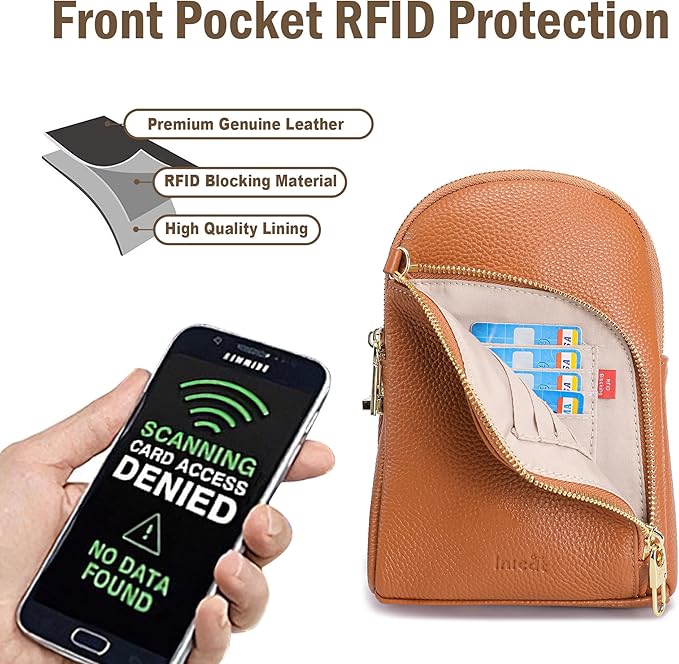 INICAT RFID Blocking Sling Bag, Anti Theft Crossbody Bag for Women Compact Travel Purses Vegan Leather