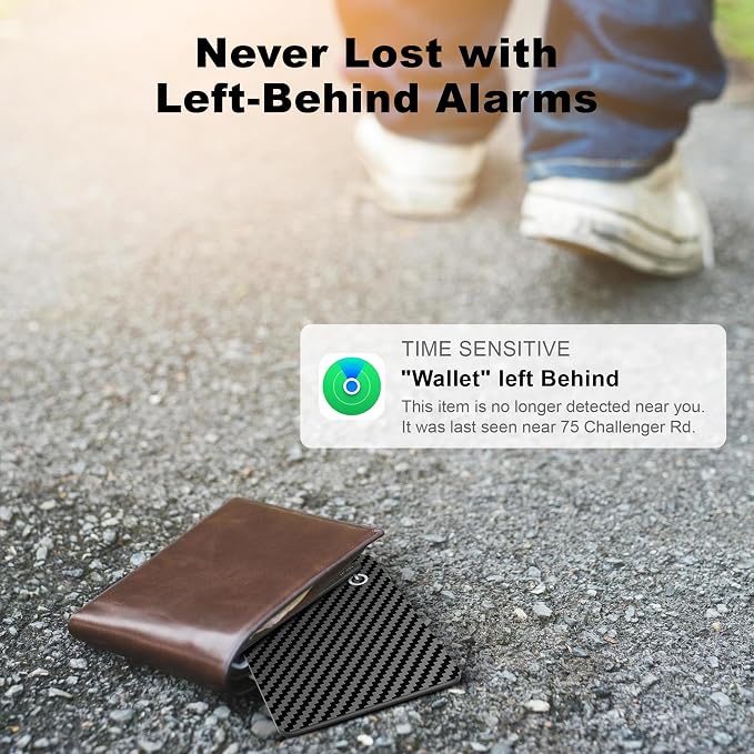 Wallet Tracker Card for Apple Find My (iOS Only), Ultra-Thin Bluetooth Tracker Smart Card Wallet Finder, IP68 Waterproof Slim Item Locator for Wallets, Keys, Passport & Luggage Tags (Jet Black)