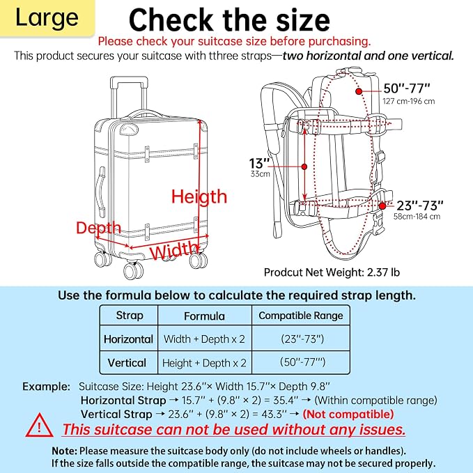 Heavy-Duty Backpack Carrying Straps System for 22-30 Inch Suitcase Luggage Hardcase for Adventure Travel Cobble Stone Streets Stair - L,Blue