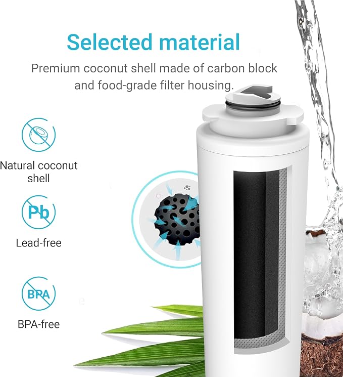 AQUA CREST 51300C Water Filter Replacement for Elkay® 51300C, [NO CHIP] Compatible with Elkay® ezH20® and Halsey Taylor® Bottle Filling Stations, NSF/ANSI 42, Reduces Chlorine, Bad Taste & Odor 2 Pack