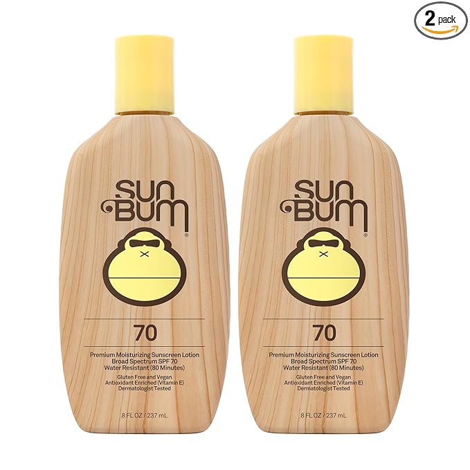 Sun Bum Original SPF 70 Sunscreen Lotion | Vegan and Hawaii 104 Act Compliant (Octinoxate & Oxybenzone Free) Broad Spectrum Moisturizing UVA/UVB Sunscreen with Vitamin E | 8 oz (Pack of 2)