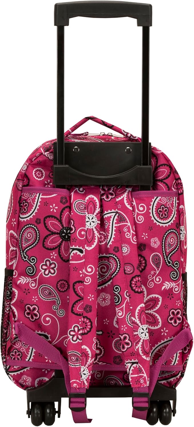 Rockland Double Handle 17" Rolling Backpack, Bandana