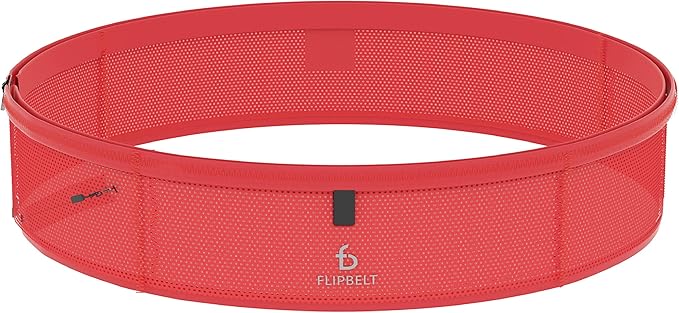 FlipBelt Lightweight Running Air Belt, Fitness and Running Fanny Pack for Women and Men, Non Chafing Waist Band Pack for Phone, Keys, Money, Moisture Wicking Storage Belt, USA Company Neon Punch