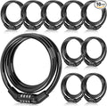 Bike Lock Cable with Combination, Coiled Preset Bike Lock High Security 4 Digit Bicycle Locks Anti Theft Bikes Accessories Black Bicycle Cable Locks, 5/6 Inch Diameter(10 Pcs,3 Feet)