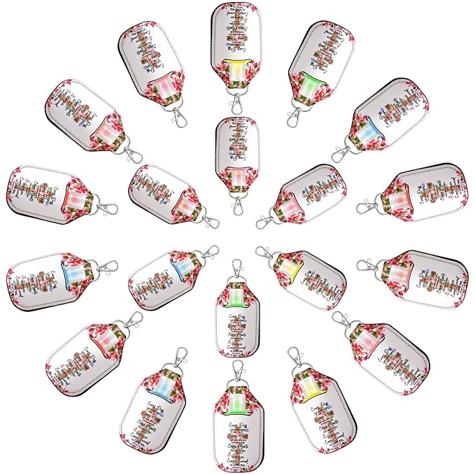 Frienda 24 Pcs Christian Scented Hand Sanitizer and 24 Keychain Holders Gifts Set for Women 1oz Bible Verse Religious Gift Christian Party Favor for Church Pastor Prayer Mother's Day Appreciation Gift