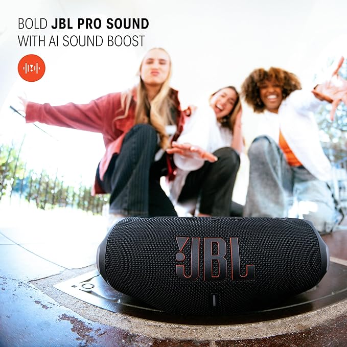 JBL Charge 6 - Portable Waterproof & Drop-Proof Bluetooth Speaker, Bold JBL Pro Sound with AI Boost, 28Hrs of Playtime, Built-in Powerbank & Comes with a Sturdy/Removable Carrying Strap (Red)