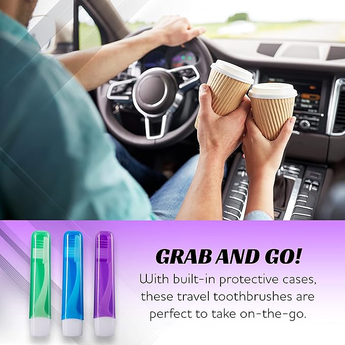Lingito Travel Toothbrushes - Mini Toothbrush with Cover, Camping Toothbrush Kit (6 Pack Firm)