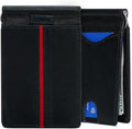ROGUE WALLET Genuine Leather Minimalist Wallets - RFID Blocking with Money Clip - Interior & Exterior Card Pockets & More - Gift for Men (Red Line)