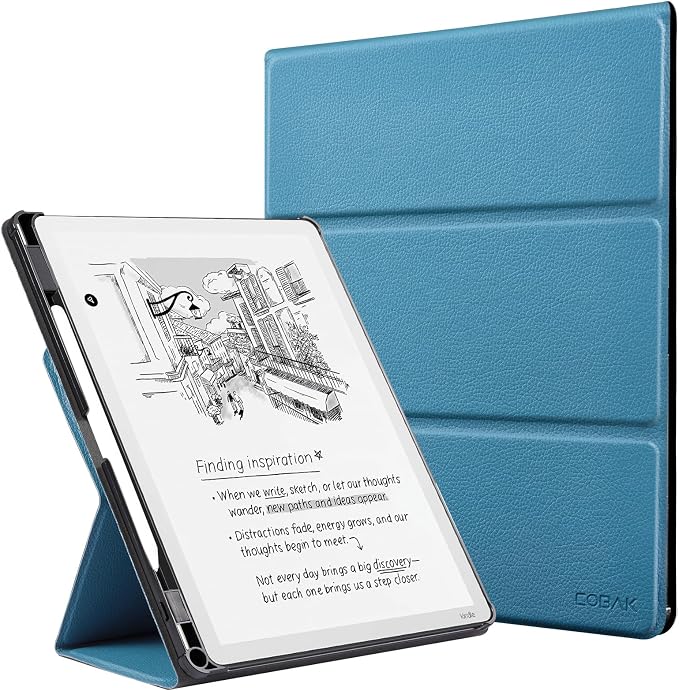 CoBak Case for 11" Kindle Scribe 3rd Generation 2025, Kindle Scribe Colorsoft with Two Viewing Angles - All New PU Leather Cover with Auto Sleep Wake, Pen Holder. Royal Blue