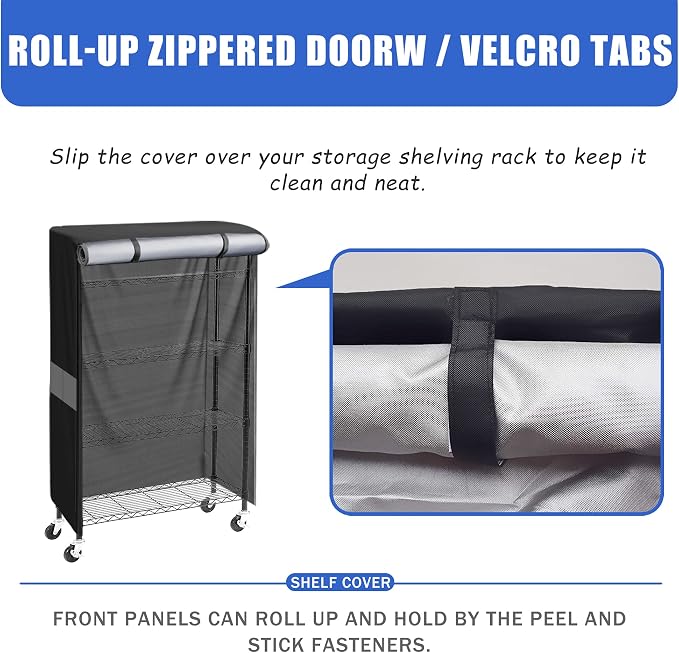 Wire Shelf Cover,600D Heavy Duty Waterproof Dustproof Standing Shelf Units Cover, Storage Rack Cover with Zipper for Metal Shelving (36" W x 14" D x 54" H)