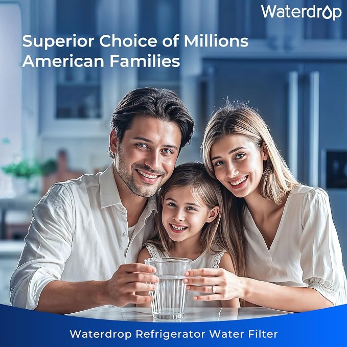 Waterdrop Plus UKF8001 NSF 401,53 Certified Refrigerator Water Filter, Reduce PFAS, Replacement for Whirlpool® Everydrop® Filter 4, EDR4RXD1, Maytag® UKF8001AXX, 3 Filters (Packaging May Vary)