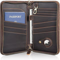 Polare Full Grain Leather Family Travel Passport Wallet and Documents Organizer RFID Blocking Case Holder Fits 6 Passports for Men and Women