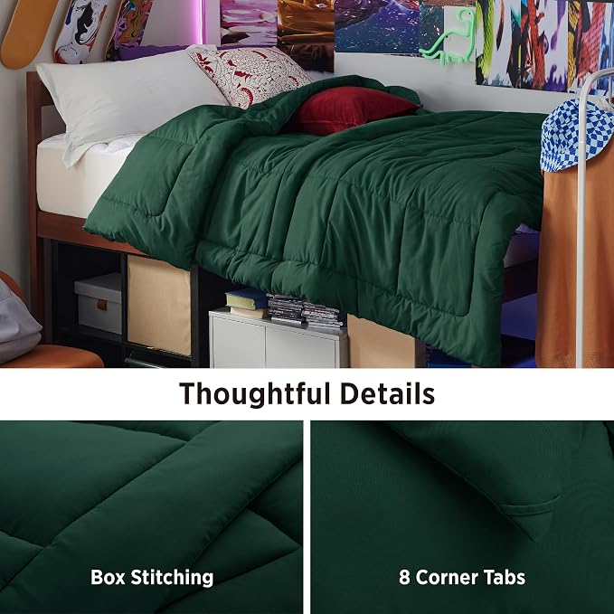 Bedsure Comforter Duvet Insert - Quilted Comforters Twin XL Size, All Season Duvet, GentleSoft Down Alternative Bedding, with 8 Tabs, Gifts for Women/Men, Green, Twin XL 92 x 68 Inches