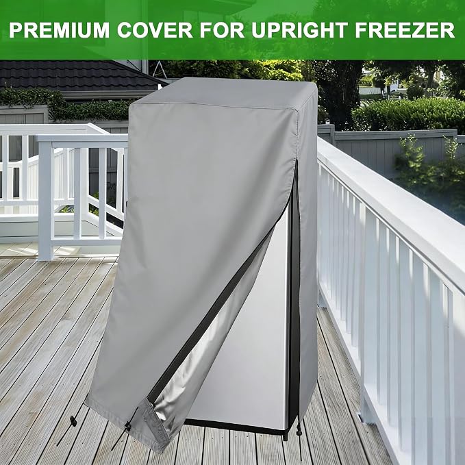 Refrigerator Cover for Most 3.0 Cu Ft Freezer, Waterproof & Dustproof Fridge Cover for Protecting Upright Freezers/Beverage Refrigerator-Grey (23"W x 23"D x 34"H)