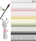 100Pcs Silicone Cable Ties Cord Organizer for Bundling Earphone, Phone Charger, Computer Cords, Reusable Cable Ties Wire Organizer in Home,Office,Kitchen,School (5 Colors)